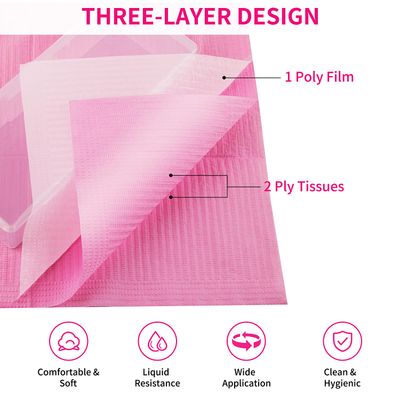 Gusnilo Nail Art Table Mat - Disposable Nail Paper Towels (50PCS) - Pink Waterproof 3-Ply Nail Art Paper 13 X 18 Pads for Nail Table Decoration Kit, Nail Art Accessories