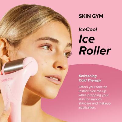 SKIN GYM IceCool Ice Roller, Stainless Steel Cryo Facial Tool for Puffiness and Redness Relief