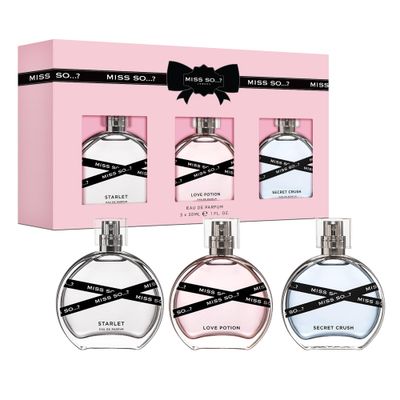 So? Miss Set - Perfumes for Women with Floral, Fruity and Vanilla Perfume Notes - 800 Sprays - Gifts for Women - 3 pcs Gift Set