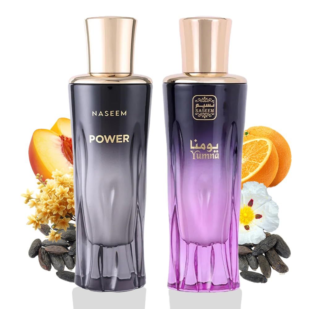 NASEEM Yumna &amp; Power Aqua Perfume | Alcohol-Free, Long-Lasting Arabian Fragrances for Women, Extrait de Parfum (Combo - 80ml Each)