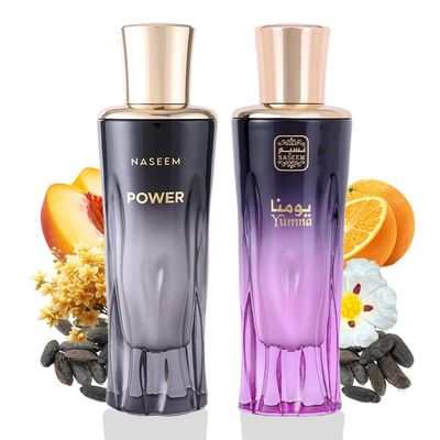 NASEEM Yumna &amp; Power Aqua Perfume | Alcohol-Free, Long-Lasting Arabian Fragrances for Women, Extrait de Parfum (Combo - 80ml Each)
