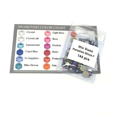 SWAROVSKI CRYSTAL PARADISE SHINE (001 PARSH) 144 pcs 2058/2088 Crystal Flatbacks rhinestones nail art mixed with Sizes ss5, ss7, ss9, ss12, ss16, ss20, ss30