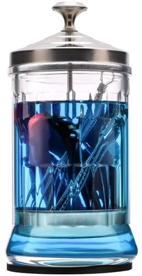 ZIBARBER Disinfectant Jar, 33 Oz Midsize Disinfecting Glass Jar for Manicure &amp; Spa Implements, Salon Barber Tools - 7.9H x 3.8W