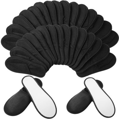 Geyoga 30 Pairs Disposable Spa Slippers for Guest Non Slip House Hotel Closed Toe Indoor Slipper for Men Women Home Wedding Travel, 2 Size(Black)