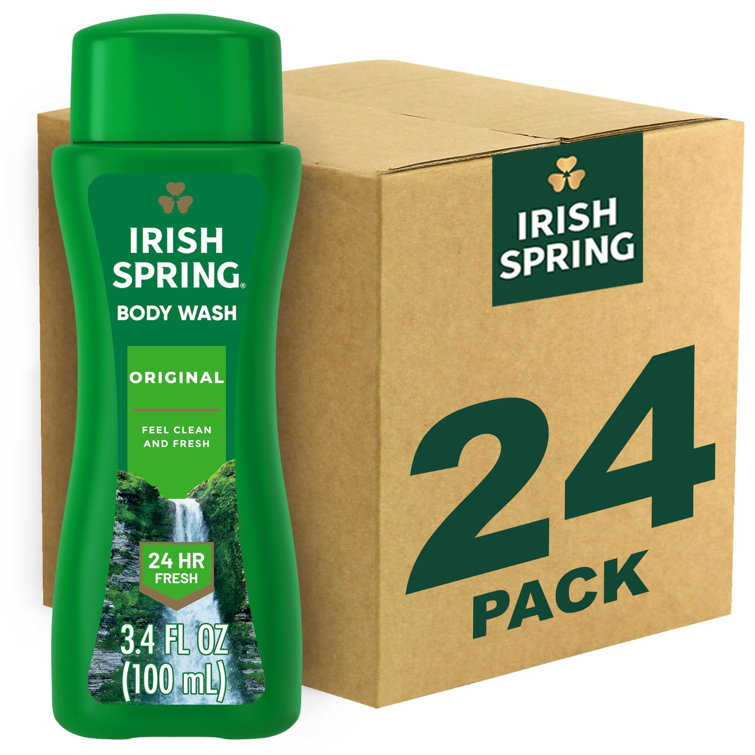 Irish Spring Mens Body Wash Shower Gel, Original Clean, Travel Size Body Wash, 3.40 Fl Oz (Pack of 24)