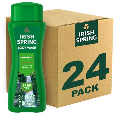 Irish Spring Mens Body Wash Shower Gel, Original Clean, Travel Size Body Wash, 3.40 Fl Oz (Pack of 24)