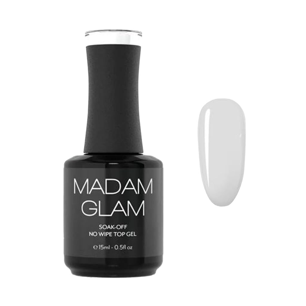 Madam Glam - No Wipe Top Coat 15 ml | 0.5 fl oz - Infinite Shine, No Sticky Residue - UV/LED lamp - Vegan, Cruelty-Free and Hema-Free