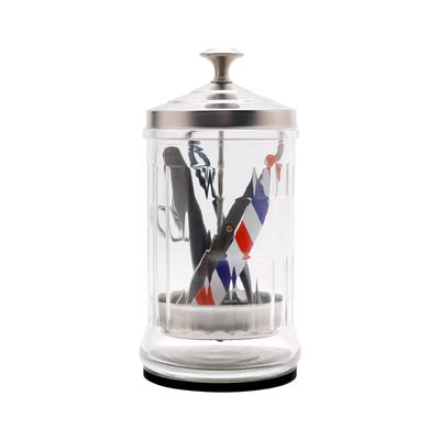 ZIBARBER Disinfectant Jar, 33 Oz Midsize Disinfecting Glass Jar for Manicure &amp; Spa Implements, Salon Barber Tools - 7.9H x 3.8W