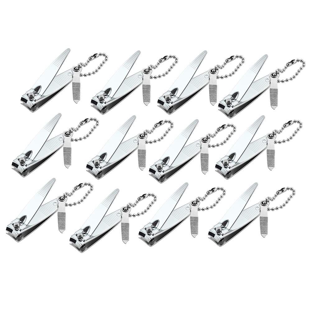 12 Pcs Nail Clippers for Fingernails by YWQ - Swing Out Nail Cleaner/File - Popular Gifts for Men &amp; Women - Best Sharp Stainless Steel Clipper - Wide Easy Press Lever
