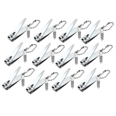 12 Pcs Nail Clippers for Fingernails by YWQ - Swing Out Nail Cleaner/File - Popular Gifts for Men &amp; Women - Best Sharp Stainless Steel Clipper - Wide Easy Press Lever