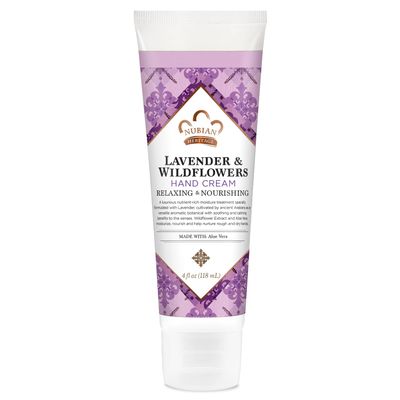 Nubian Heritage Hand Cream, Lavender &amp; Wildflowers with Vitamin E - Light and Luxurious Shea, Mango &amp; Cocoa Butter Lotion with Soothing Aloe Vera &amp; Comfrey, 4 Oz
