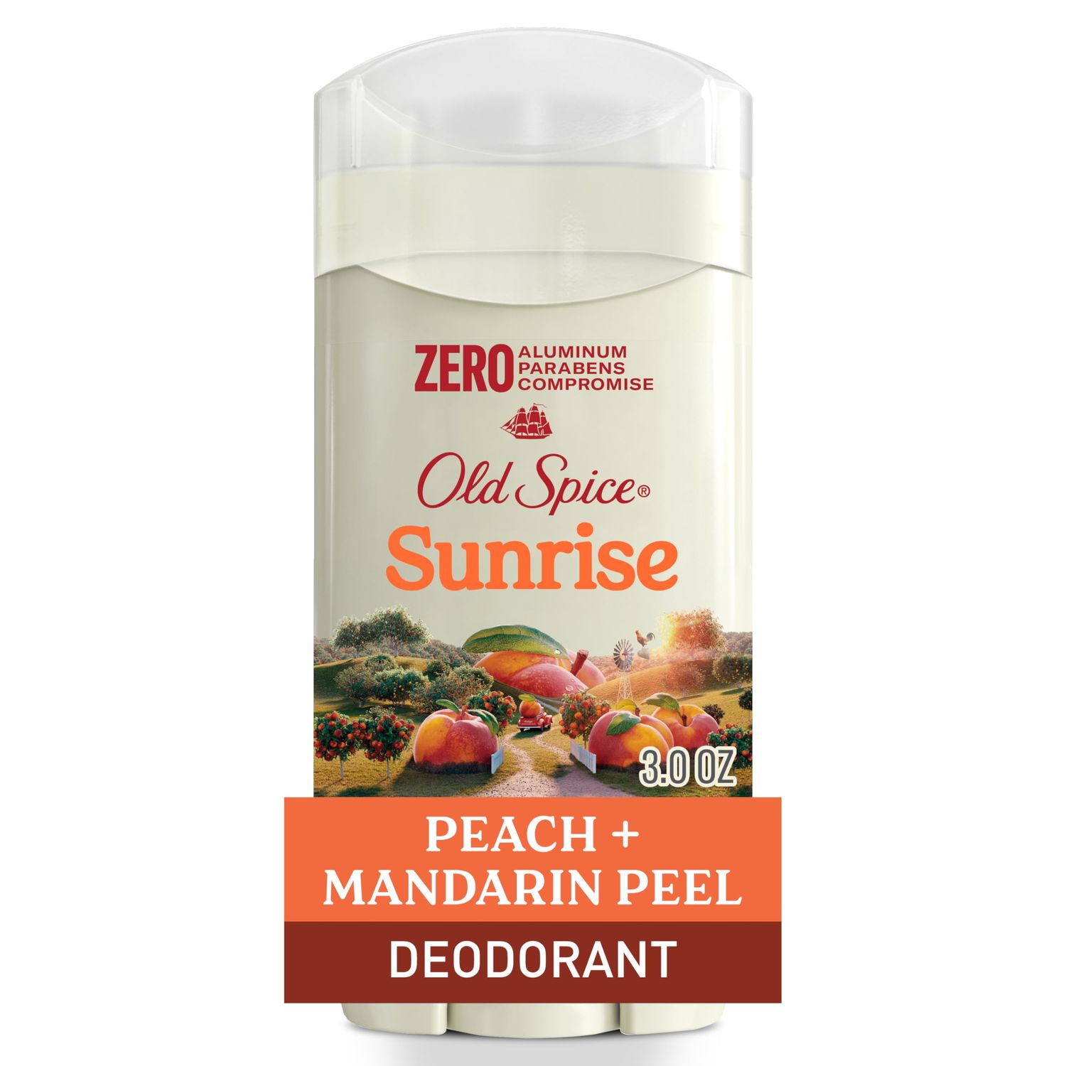 Old Spice Aluminum Free Deodorant for Men, 24/7 Lasting Freshness &amp; Long Lasting Scent, 24/7 Sweat &amp; Odor Protection, Sunrise with Peach Mandarin Peel Scent, 3.0 oz