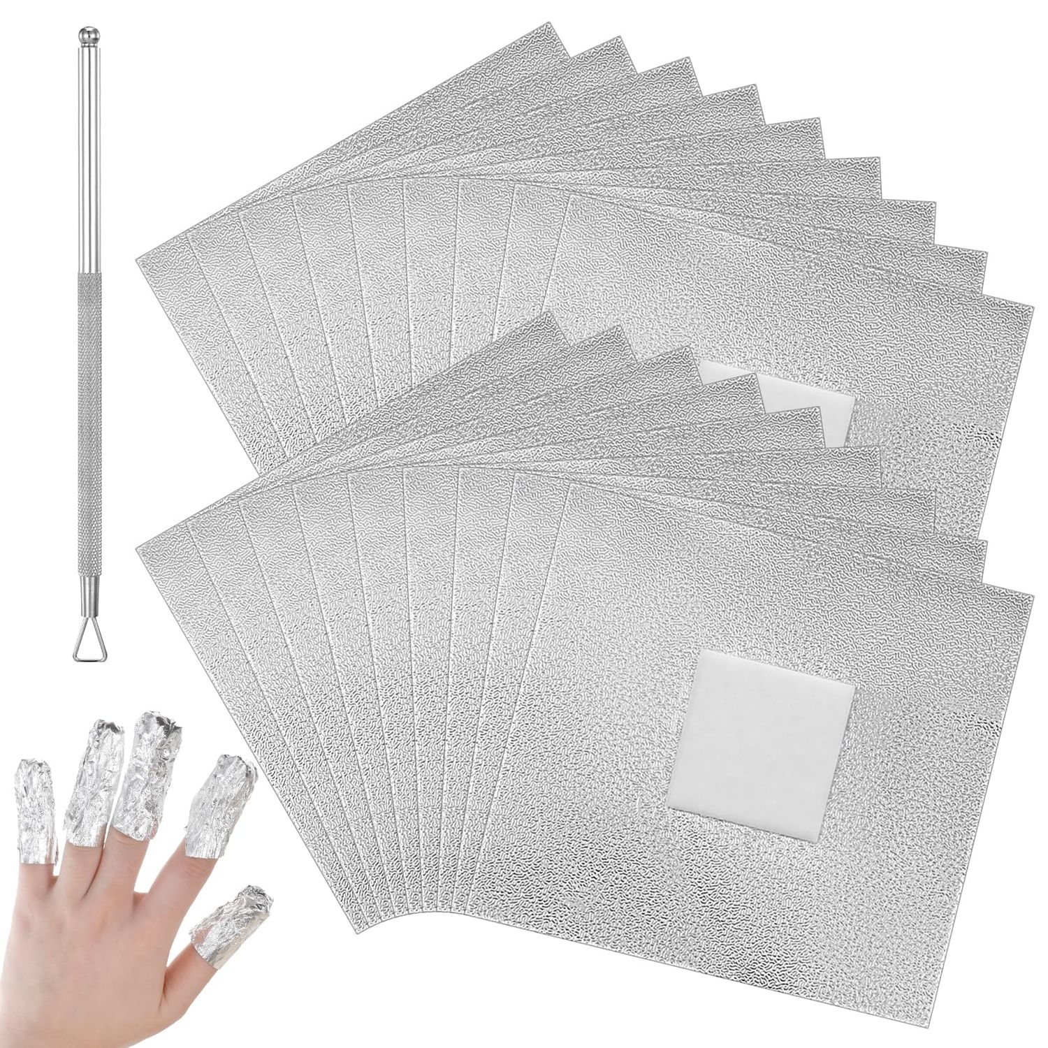 600 Pieces Foil Nail Wraps Gel Nail Polish Remover Wraps with Pre-attached Lint Free Pad Nail Foil Wraps Soak Off Cotton Pads with Cuticle Scraper for Removal Acrylic/Dip Powder/UV/Gel/Polish