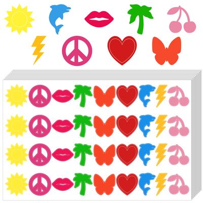 Spakon 720 Pieces Tanning Sunbathing Stickers Perforated Body Self Adhesive Heart Butterfly Lips Tanning Bed Stickers for Face and Beach Accessories 9 Style(Multicolor,Heart)