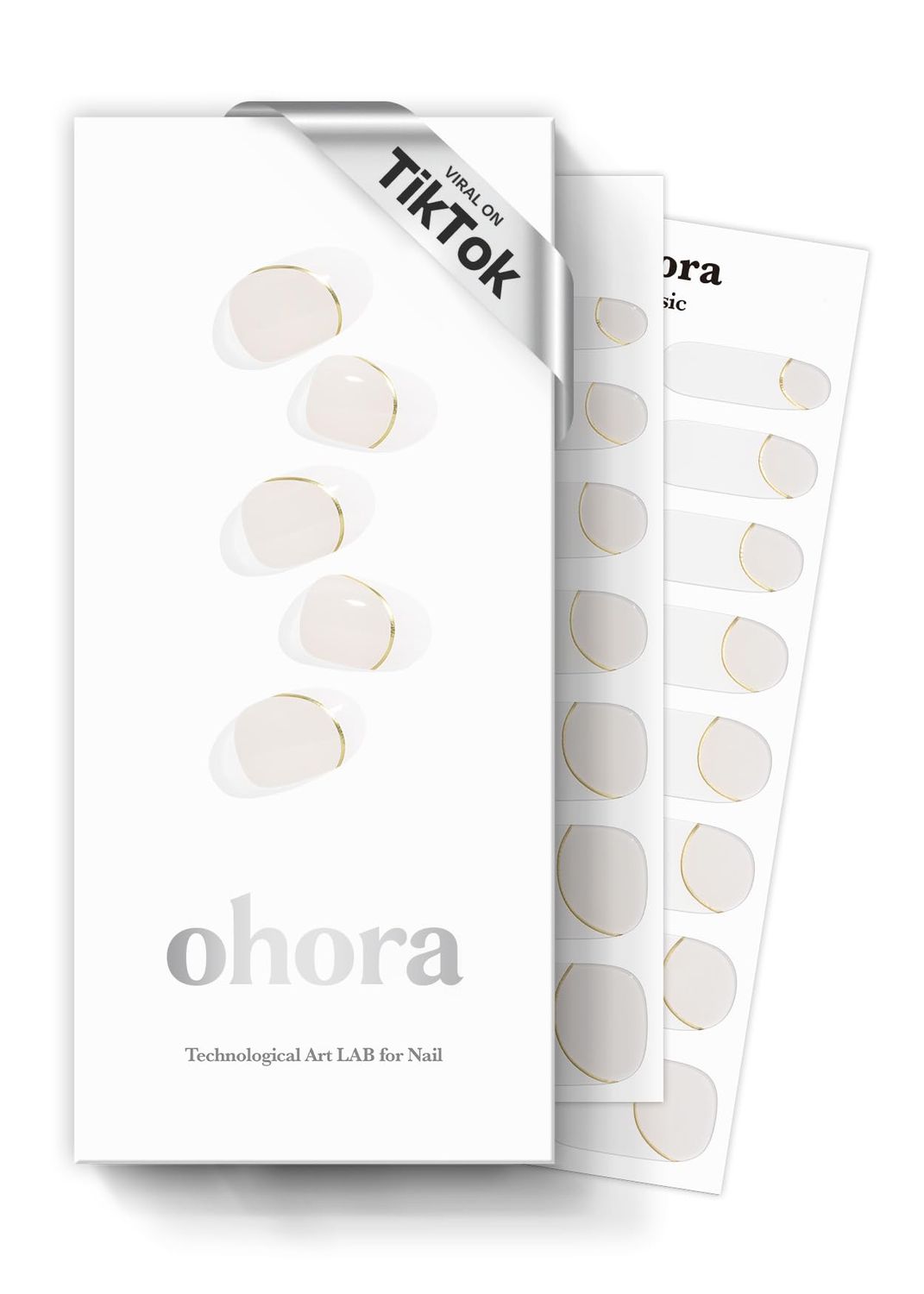 ohora Semi Cured Gel Nail Strips (N Sylph) - White, French, Works with Any UV/LED Lamps, Salon-Quality, Long Lasting, Easy to Apply &amp; Remove - Includes 2 Prep Pads, Nail File &amp; Wooden Stick