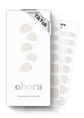ohora Semi Cured Gel Nail Strips (N Sylph) - White, French, Works with Any UV/LED Lamps, Salon-Quality, Long Lasting, Easy to Apply &amp; Remove - Includes 2 Prep Pads, Nail File &amp; Wooden Stick