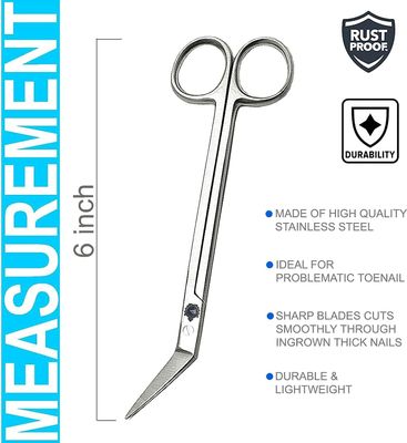 Long Handle Toenail Scissors - 6 Long Handled Nail Clippers for Seniors Podiatrist Manicure Pedicure Podiatry for Elderly Men Women Ingrown Toe Nails Fingernail Cuticle Trimmer Cutter Stainless Steel