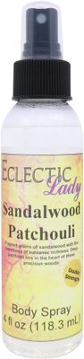 Eclectic Lady Sandalwood Patchouli Body Spray, Double Strength, 4 ounces, Body Mist for Women with Clean, Light &amp; Gentle Fragrance, Cologne with Soft, Subtle Aroma For Daily Use