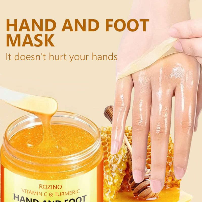 Vitamin C &amp; Turmeric Hand and Foot Peel Mask, Hydrating Peel Off Hand Wax Mask Nourishing Exfoliating Repair Dry Rough Cracked Skin Hands Care, Exfoliating Hand Peeling Mask for Men &amp; Women