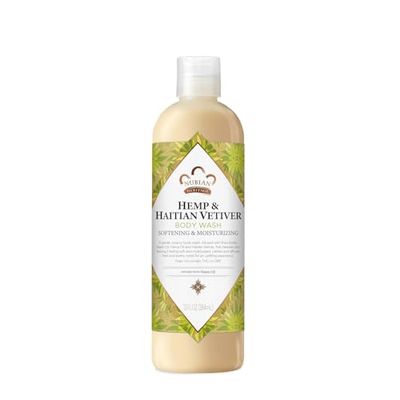 Nubian Heritage Body Wash Indian Hemp &amp; Haitian Vetiver Cleanser for All Skin Types Made with Fair Trade Shea Butter, 13 oz