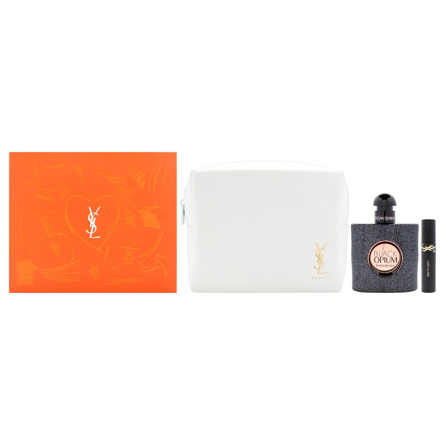 Yves Saint Laurent Black Opium for Women - 3 Pc Gift Set 1.6oz EDP Spray, 0.06oz Mascara Lash Clash, Pouch