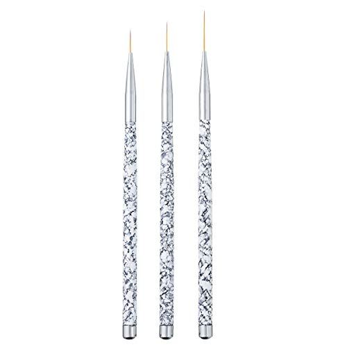 Tbestmax Professional Fine Nail Art Liner Brush UV Gel Painting Acrylic Nail Brushes Striping Brushes for Short Strokes, Details, Blending, Elongated Lines 3 pcs