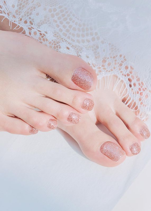 ohora Semi Cured Gel Nail Strips (P Diamant) - Nude, Glitter, Works with Any UV/LED Lamps, Salon-Quality, Long Lasting, Easy to Apply &amp; Remove - Includes 2 Prep Pads, Nail File &amp; Wooden Stick