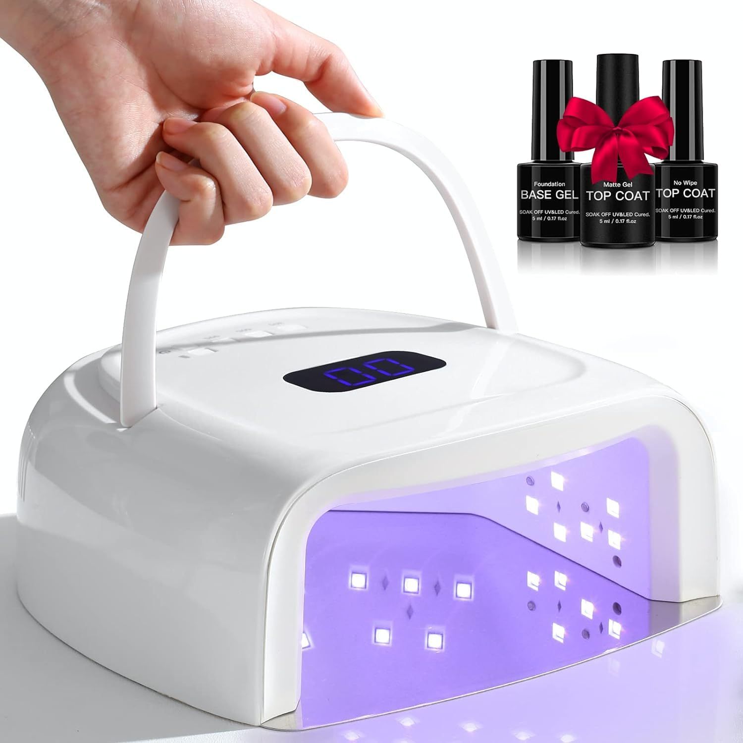 60W Rechargeable UV LED Nail Lamp, Faster Wireless Nail Dryer Gel Polish Light 42 Beads &amp; Portable Handle, Professional Curing Lamp For Fingernail and Toenail, Auto Sensor &amp; Quick Dry Nail Machine