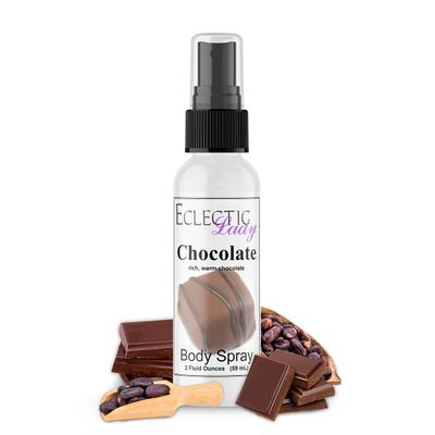 Eclectic Lady Chocolate Body Spray, Double Strength, 2 ounces, Body Mist for Women with Clean, Light &amp; Gentle Fragrance, Cologne with Soft, Subtle Aroma For Daily Use