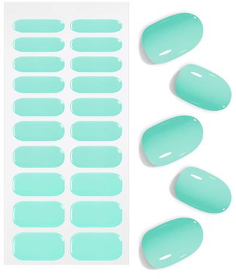 JMEOWIO Gel Nail Stickers Green Semi Cured Gel Nail Strips Wraps UV/LED Nail Supplies Nail Art Design Decoration Accessories