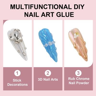 EODCI Nail Rhinestone Glue, 2Pcs 15ml Super Strong Gel Nail Glue for Nail Charm 3D Nails Bling Gel for Nail Decoration Gem Nail Art Jewel Diamonds Cured Need Beauty Gift
