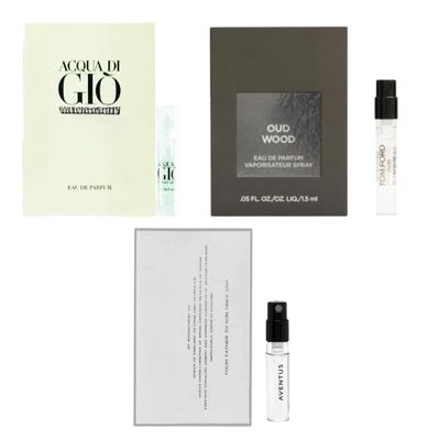 In1mart Set 3 Cologne Luxury Travel Size for Men Sample Spray Vial. Oud Wood/Aventus EDP/Acqua