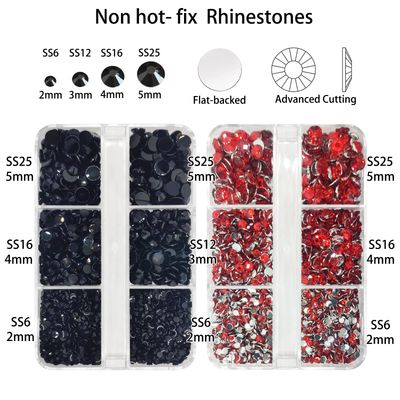 8000 Pieces Red & Black Non Hotfix Flat Back Gems Round Resin Rhinestones Kit 4 Mixed Sizes2-5mm with Picking Pen and Tweezer for Nails Crafts Makeup Eyes DIY Christmas Gift Clothes Phone Bottles