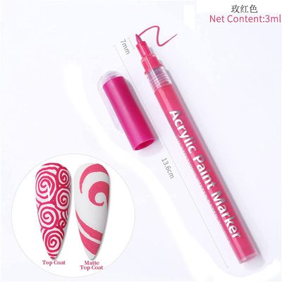 IMGDD Nail Polish Pen, 1 PCS Nail Art Pen, Nail Pencil, DIY Drawing Painting Pen, for Nails DIY (Rose Red, 1pcs)