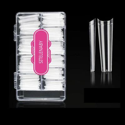 XXL Coffin No C Curve Nail Tips, Clear Acrylic Nails Extra Long Coffin Shaped Nails,SITELENABY 500pcs False Nail Artificial Nails with Case for Nail Salons and DIY Nail Art, 10 Sizes