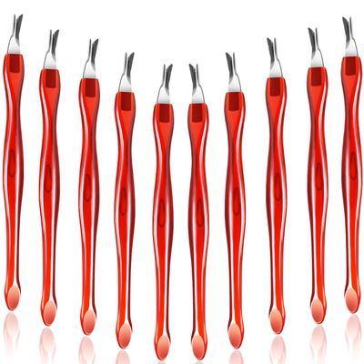 Mudder 30 Pieces Nail Cuticle Knife Cuticle Trimmer Remover Pusher Stainless Steel Dead Skin Callus Removal Fork with Plastic Handle 4 Inch Nail Cleaner Tool for Fingernail and Toenail