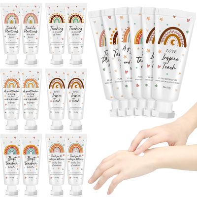 Dansib 12 Pcs Graduation Teacher Appreciation Hand Cream Gifts Boho Rainbow 2025 End the Year Thank You Teacher Gifts for Women Travel Size Hand Lotion Cream Christmas Moisturizing