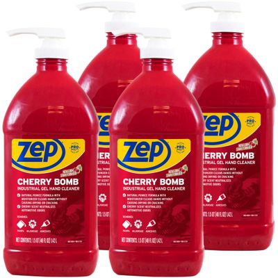 Zep Cherry Bomb Hand Cleaner 48 oz (Case of 4) - Volcanic Rock and Emollients - Perfect for mechanics and DIYers