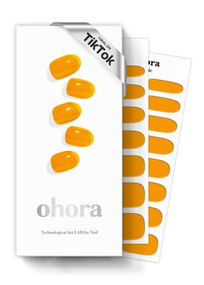 ohora Semi Cured Gel Nail Strips (N Tint Orange) - Brown, Tint, Works with Any UV/LED Lamps, Salon-Quality, Long Lasting, Easy to Apply &amp; Remove - Includes 2 Prep Pads, Nail File &amp; Wooden Stick