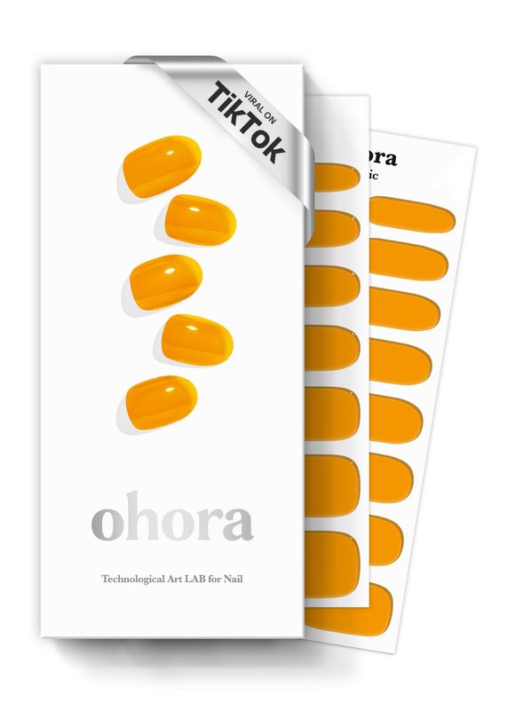 ohora Semi Cured Gel Nail Strips (N Tint Orange) - Brown, Tint, Works with Any UV/LED Lamps, Salon-Quality, Long Lasting, Easy to Apply &amp; Remove - Includes 2 Prep Pads, Nail File &amp; Wooden Stick
