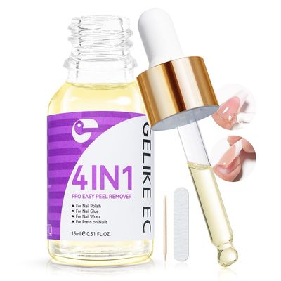 4 in 1 Gentle Nail Remover Oil for Women: Gelike EC Acetone Free Nail Polish Remover for Press on Nails - Easy and Quick for Manucurist 15ml