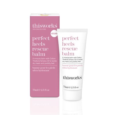 This Works Perfect Heels Rescue Balm: A Natural Vegan Formula to Nourish, Repair and Moisturise with Cotton Thistle, Lemon and Lavender Essential Oils, Silicone Free, 75ml