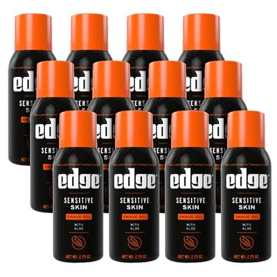 Edge Shaving Gel for Men, Sensitive Skin with Aloe, (12 Pack) - Shave Gel For Men That Moisturizes, Protects and Soothes To Help Reduce Skin Irritation