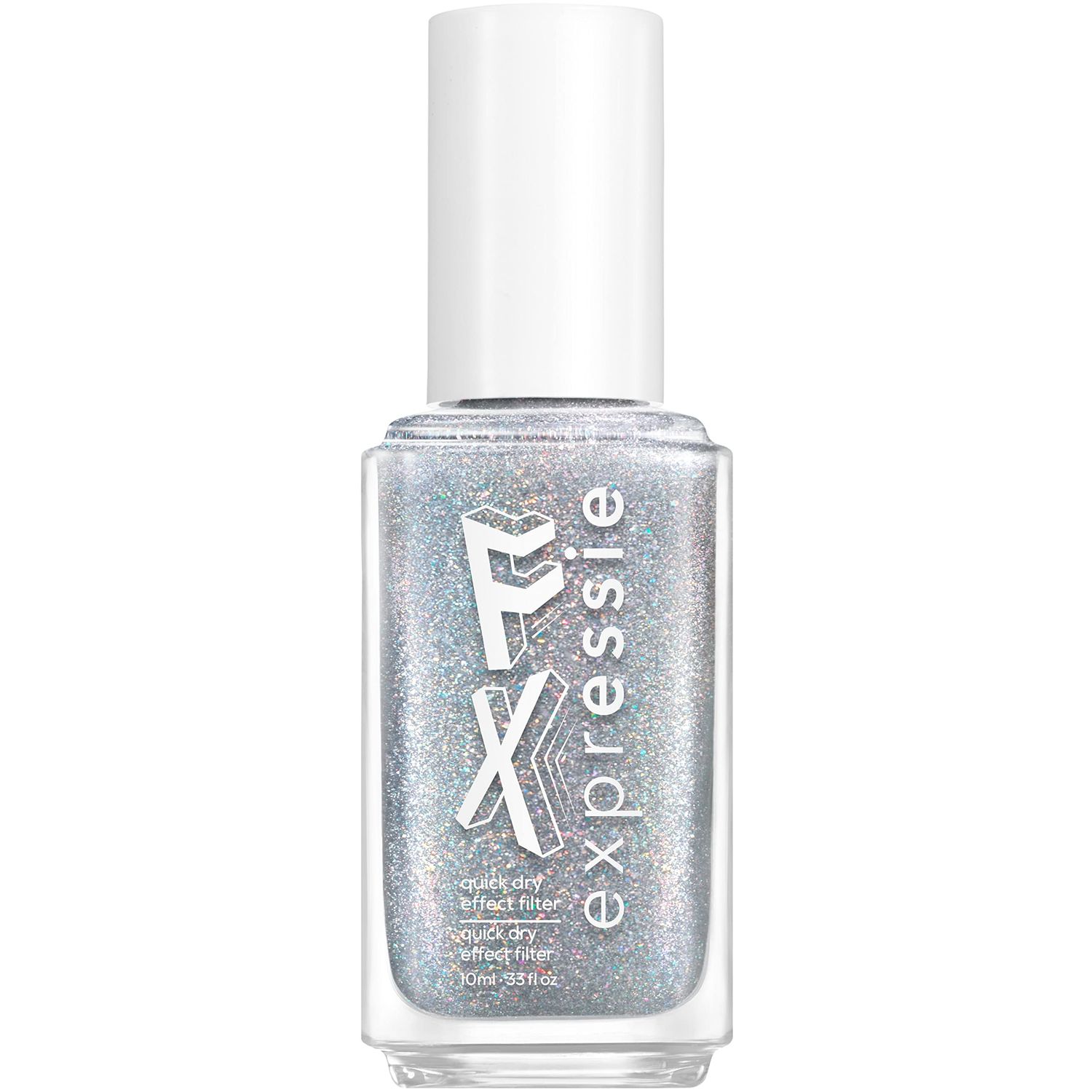 essie Expressie FX Quick-Dry Vegan Nail Polish, Silver Glitter Top Coat, 0.33 fl oz
