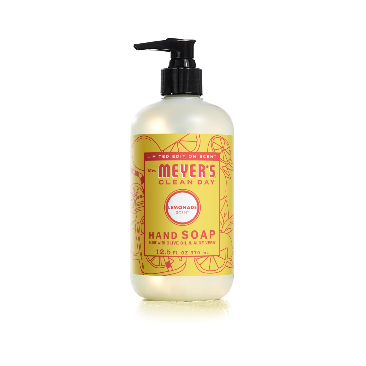 Mrs. Meyers Clean Day Liquid Hand Soap, Cruelty Free and Biodegradable Hand Wash Formula Made with Essential Oils, Limited Edition Lemonade Scent, 12.5 oz Bottle