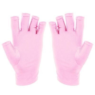 SUNUV LED Gloves for Gel Nails, Professional UPF 50 Anti UV Gloves for Lamp, Pink Nail Techs