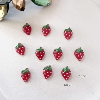50Pcs Red Nail Charms Accessories Cute Strawberry for Spring Summer Season Manicure Decoration Kawaii Nail Art Rhinestones Fruit Gems for Womens Beauty and Personal Care