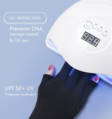 Doubao Anti UV Gloves for Gel Nail Lamp, Professional UV Protection Gloves for Manicures, Fingerless Gloves for Protecting Hands from Nails UV Light (Black)