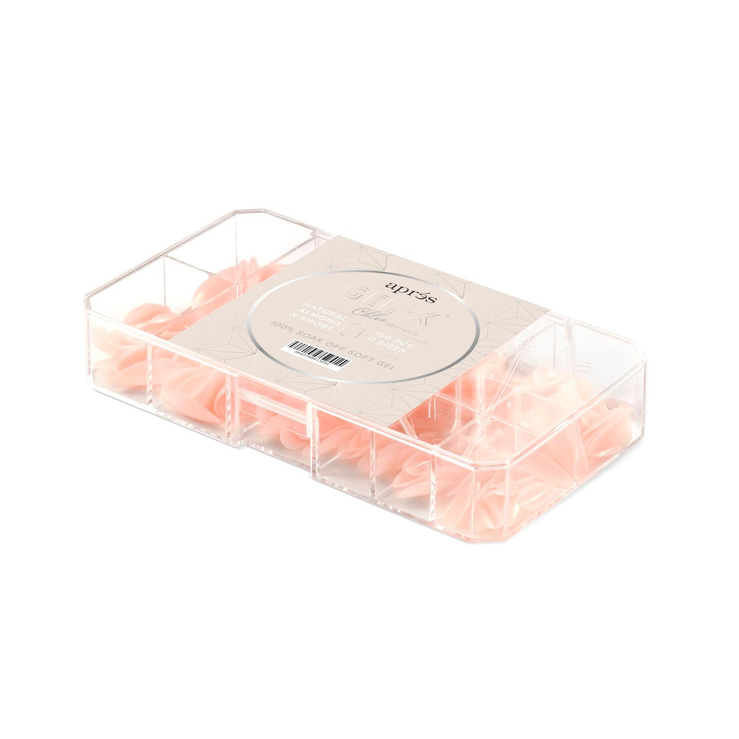 Apres Neutrals Gel-X Chloe Box Of Nail Tips, 11 Sizes 00-9, Soft Gel Tip Box (150pcs) (Natural Almond Extra Short, 150)