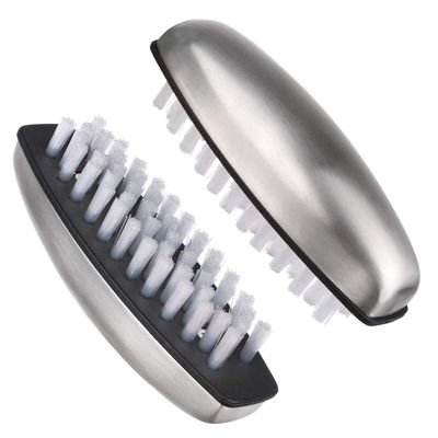 Yebeauty Nail Brush Fingernail Cleaner, 2 PCS Hand Scrub Cleaning Brush Stainless Steel Hand Finger Toes Scrubbing Brush, Pedicure Nail Scrubber